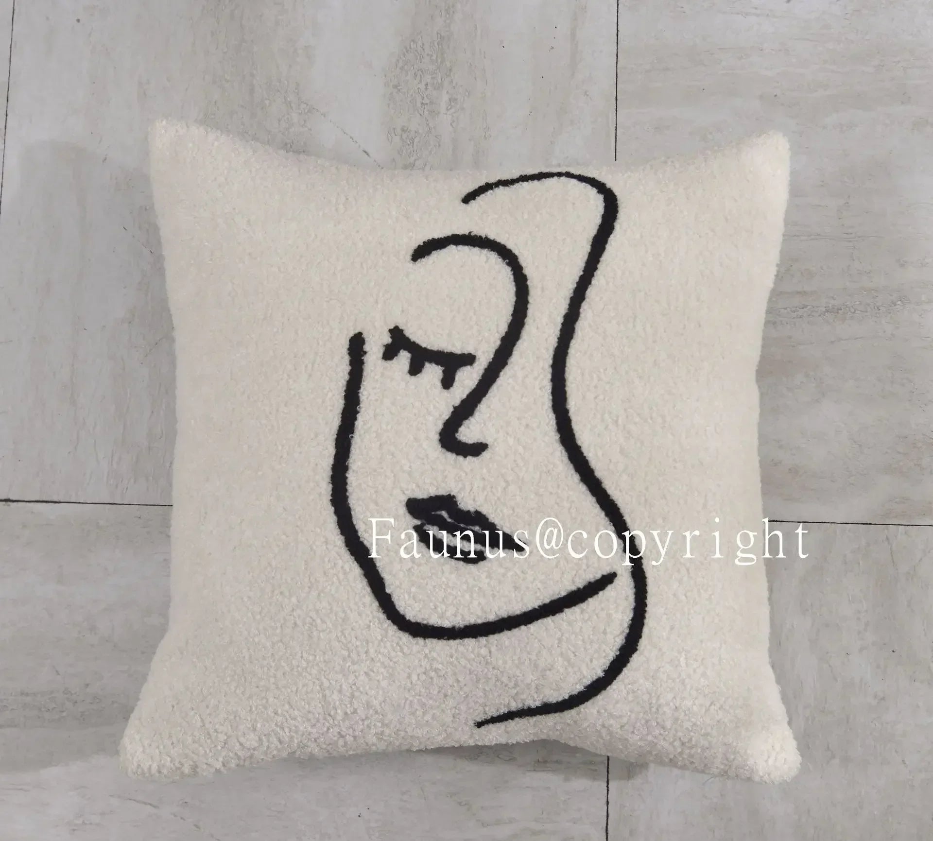 Beige Abstract Lambswool Cushion