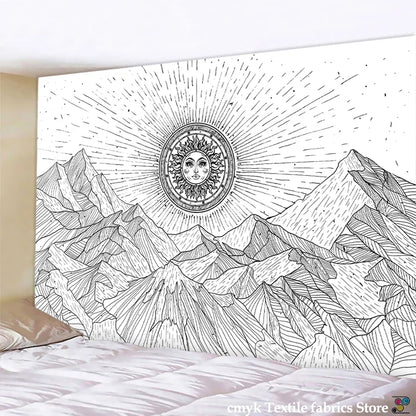 DecorBites™ Black & White Stars Mandala Tapestry - Home Decor