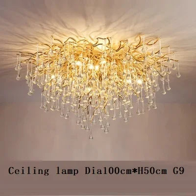DecorBites™ Copper Branch Water Crystal Chandelier for Luxury Living Room and Salon