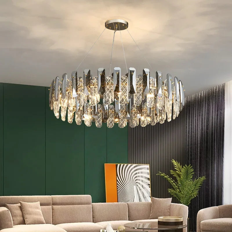 DecorBites™ Crystal LED Chandelier: Modern Luxury Room Decor Pendant Light for Home, Bedroom, Restaurant & Ceiling