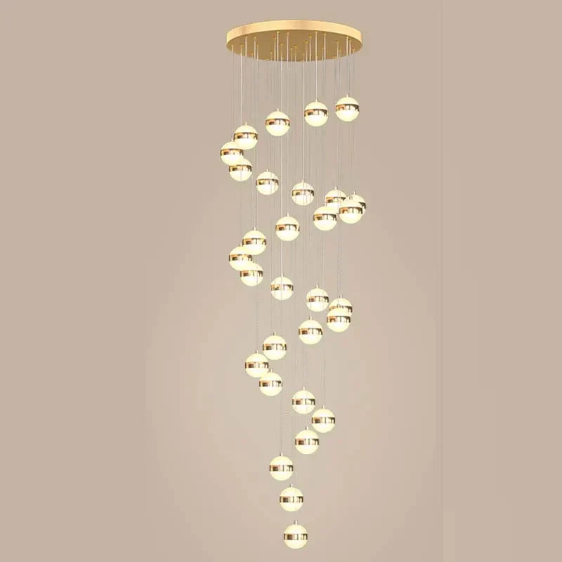 DecorBites™ Gold Acrylic Chandelier - Modern Staircase LED Lighting