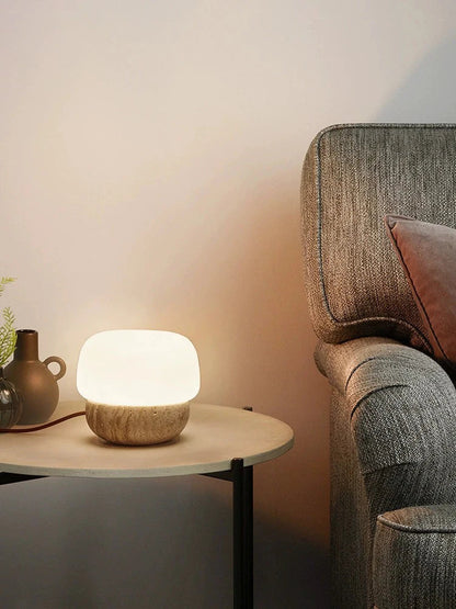 DecorBites™ Cream Mushroom Table Lamp - Soft Warm Light for Bedroom - Retro Stone Design