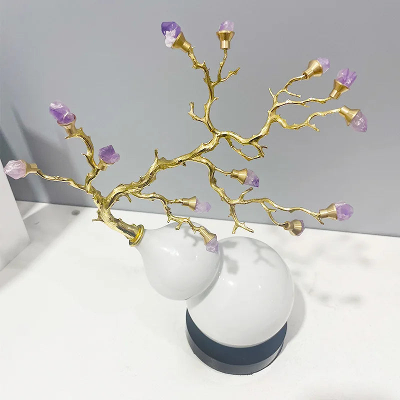 DecorBites™ Gourd Crystal Sculpture Metal Plant Statues Home Decoration