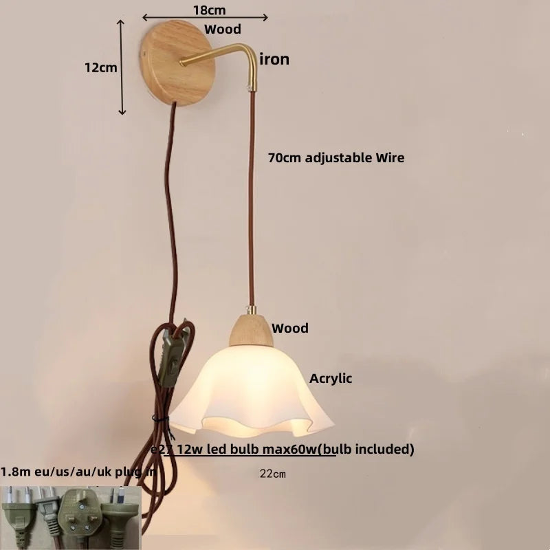 DecorBites™ Adjustable LED Wall Light Fixture with Ceramic Wood Base for Dining Room, Study, Bar