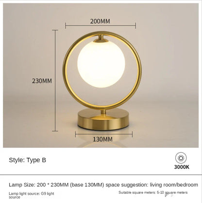 DecorBites™ Glass Ball LED Table Lamp for Stylish Bedroom Decor