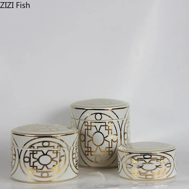 Gold Geometric Storage Jars