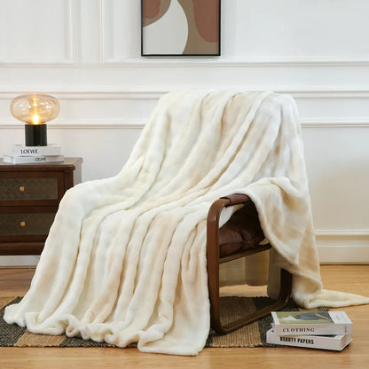DecorBites™ Fuzzy Faux Fur Blanket - Soft & Cozy Reversible Throw for Sofa & Bed