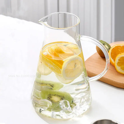 DecorBites™ Glass Pitcher - Large Heat-Resistant Borosilicate Jug with Stainless Steel Lid