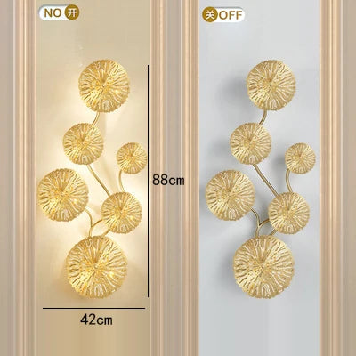 Gold Copper Floral 6-Head Dining Wall Sconce