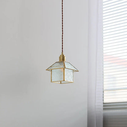 DecorBites™ Cube Glass LED Pendant Light: Modern Copper Hanging Lamp for Bedroom, Restaurant, Hallway