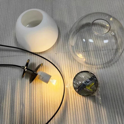 Nordic Double Glass Pendant Light in Amber, Gray, or Clear