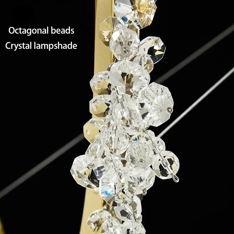 DecorBites™ Crystal Gold Ring LED Chandelier for Home Decoration Luxurious Living Room Dining Bedroom