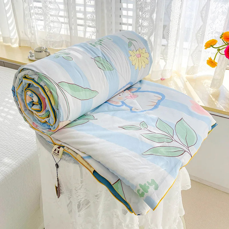 DecorBites™ Double Layered Soya Fibre Filling Quilt: Soft, Breathable, Grade A Maternal and Child Comforter