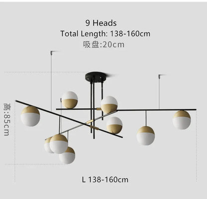 DecorBites™ Glass Ball Linear Chandelier: Postmodern Style Kitchen & Hotel Art Light