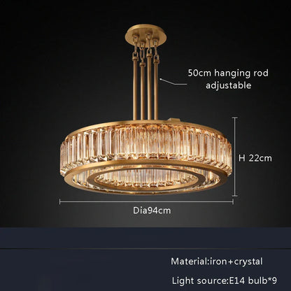 DecorBites™ Gold Crystal Ceiling Chandelier LED Light Fixture for Luxury Home Decor