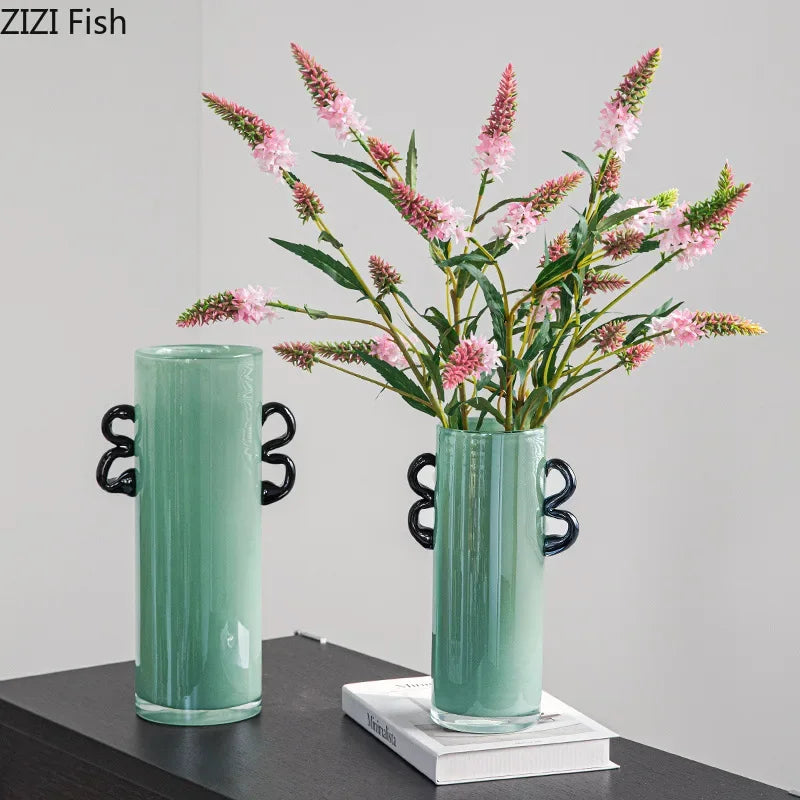 DecorBites™ Emerald Green Glass Vase Hydroponics Plant Pots Floral Room Decor