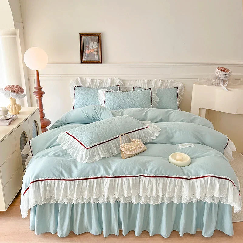 Solid Ruffles Cotton Bedding