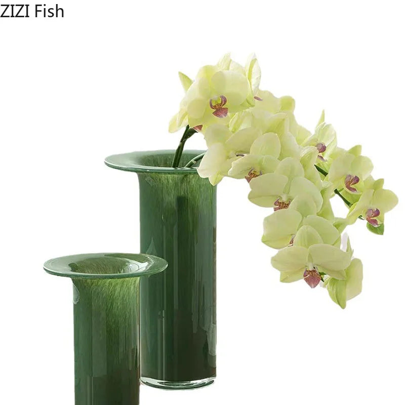 DecorBites™ Jade Trumpet Glass Vase Hydroponics Flower Pot Desk Decoration