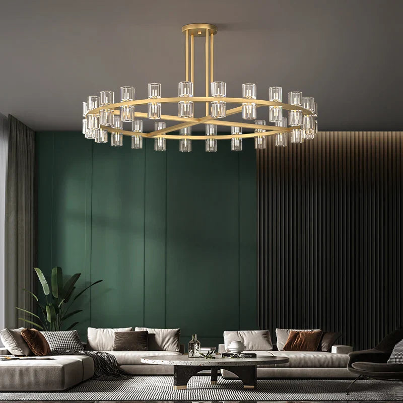 DecorBites™ Crystal Black Gold Luxury LED Hanging Pendant Light for Living Room