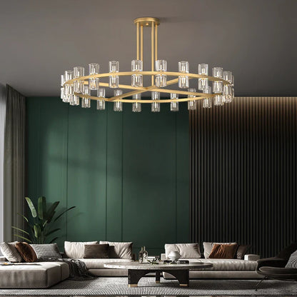 DecorBites™ Crystal Black Gold Luxury LED Hanging Pendant Light for Living Room
