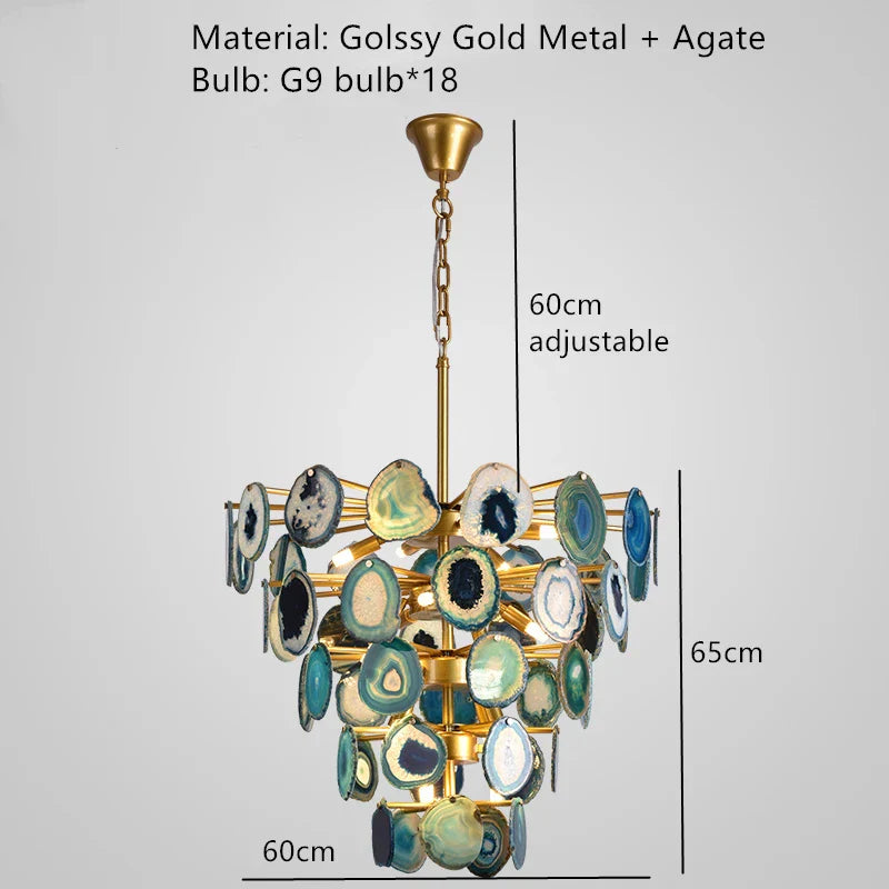 DecorBites™ Agate LED Wall Lamp Sconces Gold Metal Surface Mount E14 G4 Bulb