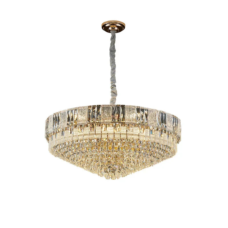 Gold Crystal Living Chandelier K9 150cm Gold Hardware