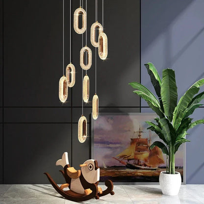 DecorBites™ Gold Lustre Oval Acrylic Chandelier for Dining and Living Spaces