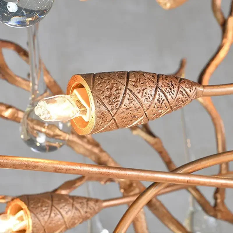 Crystal Copper Branch Chandelier
