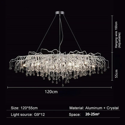 DecorBites™ Crystal Water Drop Branch Chandelier: Luxury LED Lighting for Hall, Living Room, or Bar