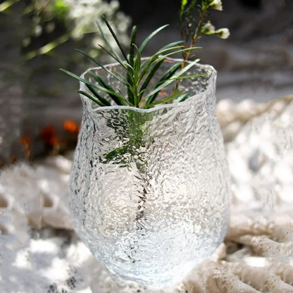 DecorBites™ Green Transparent Glass Vase for Flower Arrangement & Home Decor