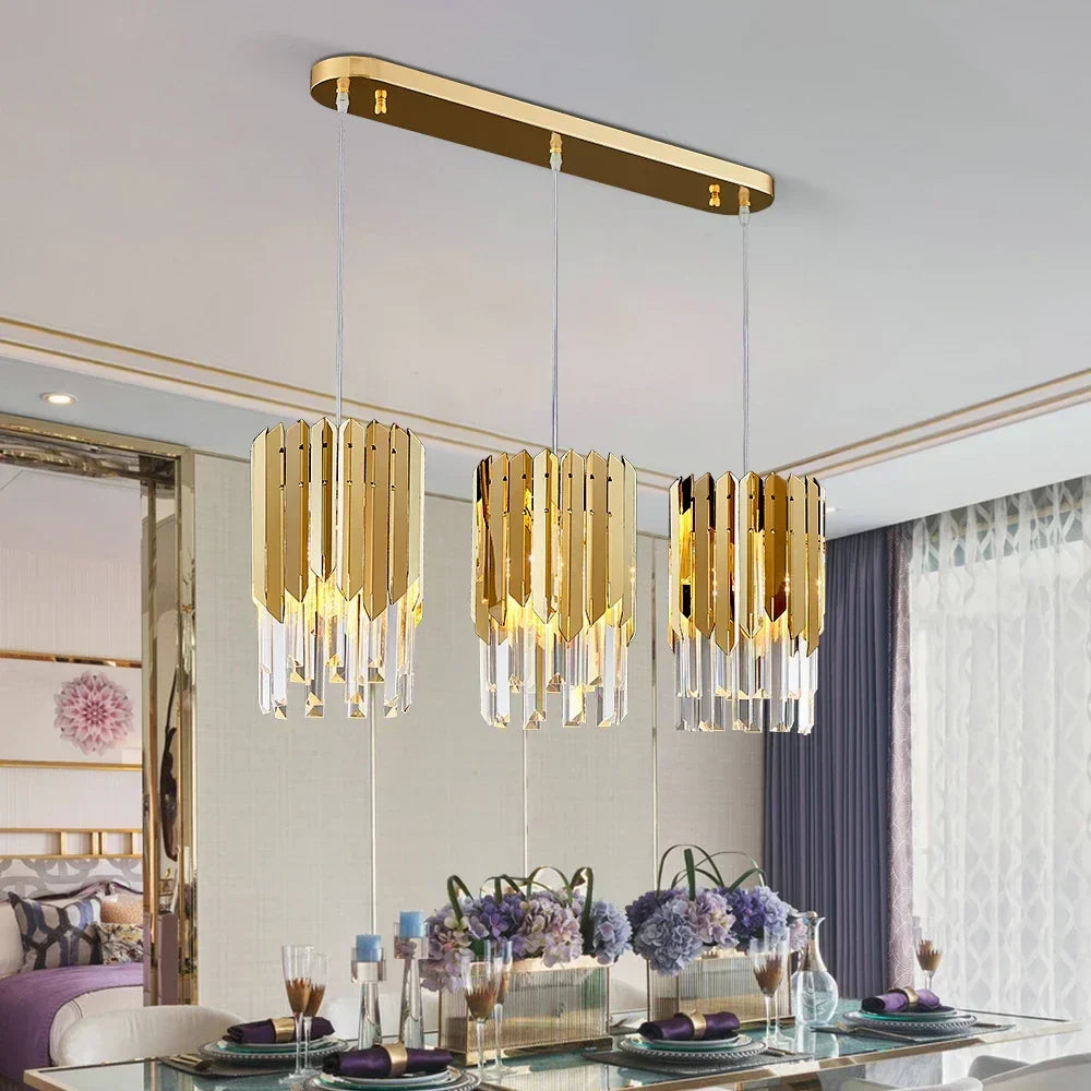 Gold Crystal LED Chandelier K9 3-Head Dia20cm