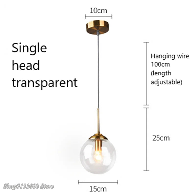 DecorBites™ Glass Pendant Lights: Nordic LED Hanging Lamp for Kitchen, Dining Room, Bedroom.