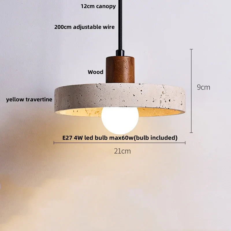 Aluminum LED Pendant Light Travertine E27 Base