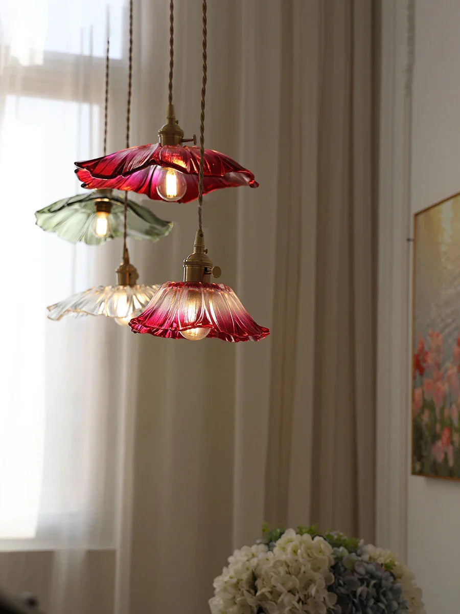 Sunflower Glass Brass Pendant
