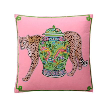 DecorBites™ Luxe Cheetah Halo Pillowcase: Decorative Tassel Cushion Cover GG Style