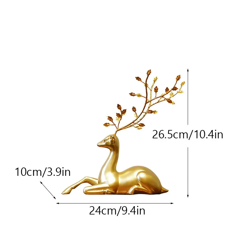 Gold Deer Feng Shui Figurines