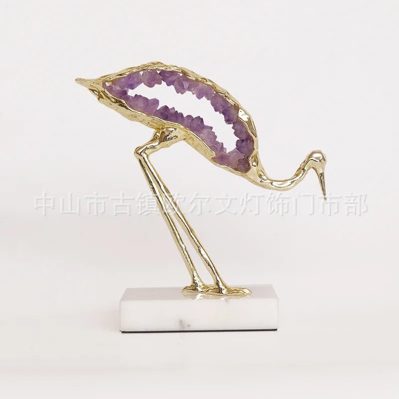 DecorBites™ Crystal Crane Sculpture Green Gem Bird Home Decor Figurine