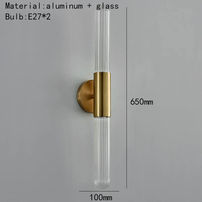 DecorBites™ Gold Metal LED Sconce with Clear White Glass, E27, Minimalist Design