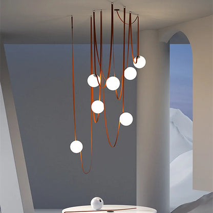 DecorBites™ Glass Ball LED Pendant Light - Black Orange, Trendy Design for Indoor Lighting