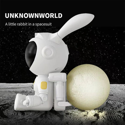 DecorBites™ Galaxy Bunny Astronaut Projector: Moon and Star Night Light for Children