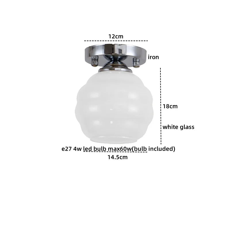 DecorBites™ Creamy Glass Iron LED Ceiling Light - Modern Indoor Lighting Fixtures