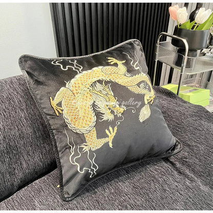 DecorBites™ Dragon Velvet Pillow Cover 48x48 Pink Outdoor Decor for Couch Bed