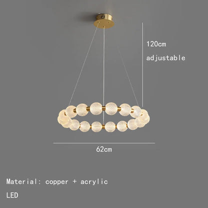 DecorBites™ Brass Round LED Pendant Lights Adjustable Wire Copper Aluminium Lamps