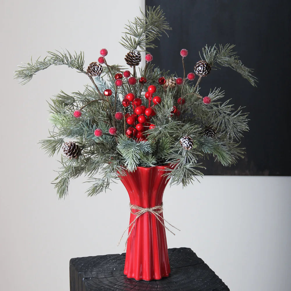 DecorBites™ Geometric Fold Pattern Ceramic Vase Red Floral Arrangement Terrarium Home Decor