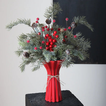 DecorBites™ Geometric Fold Pattern Ceramic Vase Red Floral Arrangement Terrarium Home Decor