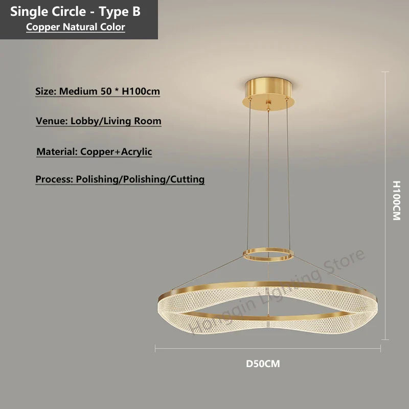 DecorBites™ Acrylic Living Room Chandelier Pendant Light Fixture_LED Hanging Lamp
