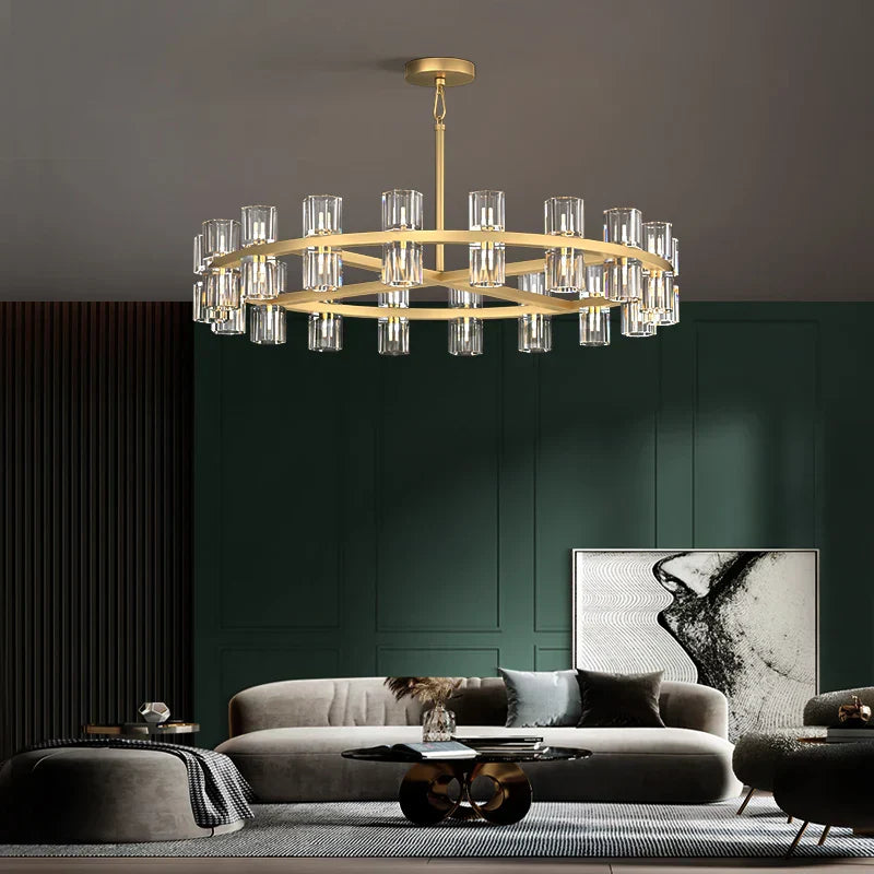 DecorBites™ Crystal Black Gold Luxury LED Hanging Pendant Light for Living Room