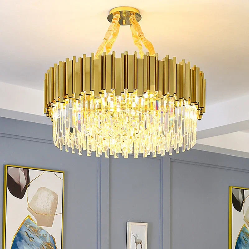 DecorBites™ Crystal Oval Ceiling Chandelier LED Lights Bedroom Living Room Lighting