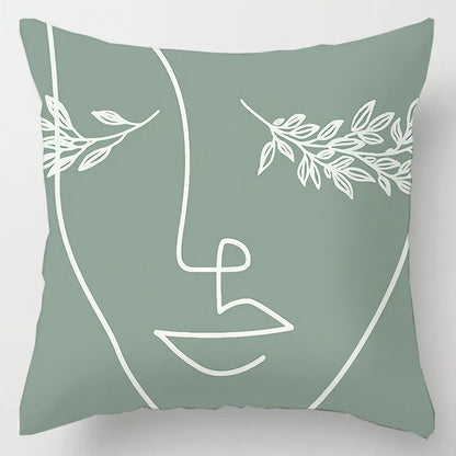 DecorBites™ Geometric Leaves Print Cushion Cover for Home Decor and Comfort