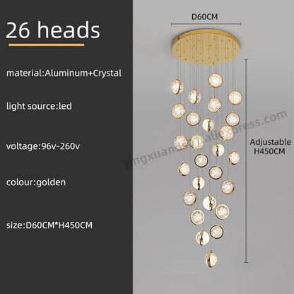 DecorBites™ Crystal Ball LED Rotating Stair Chandelier - Nordic Luxury Loft Bubble Design